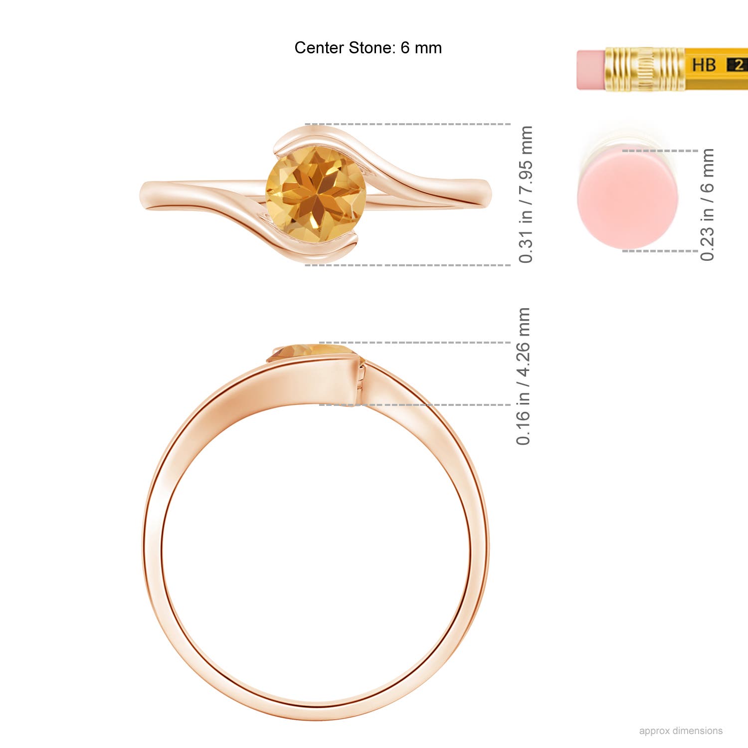 A - Citrine / 0.6 CT / 14 KT Rose Gold