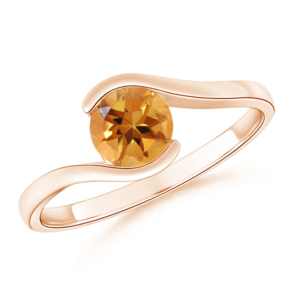 5.5mm AA Semi Bezel-Set Solitaire Round Citrine Bypass Ring in Rose Gold 