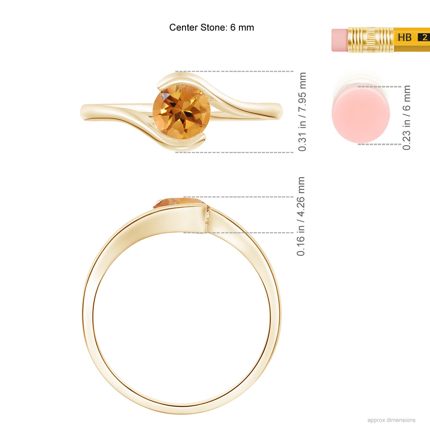 AA - Citrine / 0.6 CT / 14 KT Yellow Gold