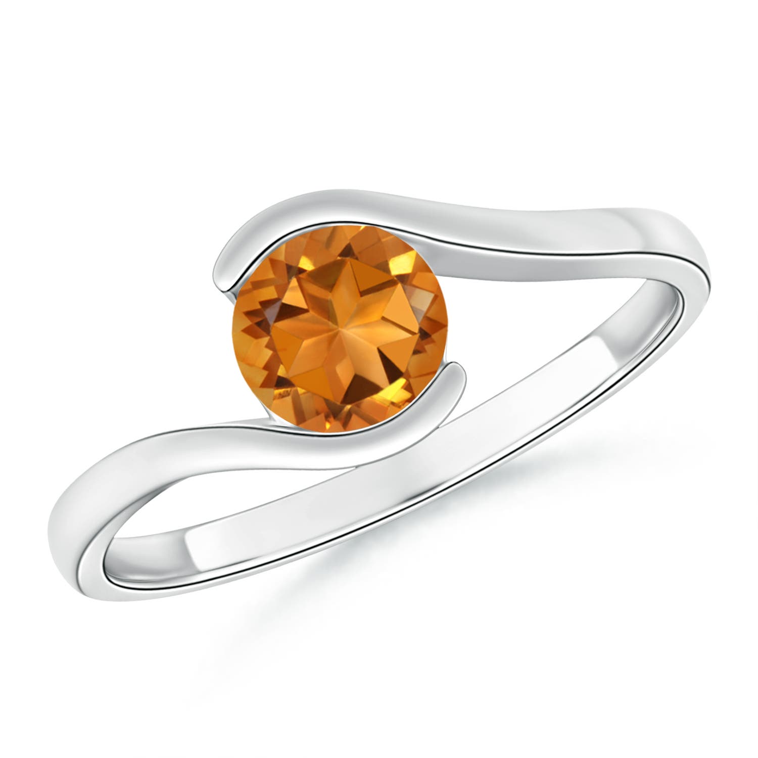 AAA - Citrine / 0.6 CT / 14 KT White Gold