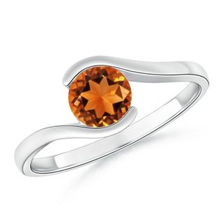 5.5mm AAAA Semi Bezel-Set Solitaire Round Citrine Bypass Ring in P950 Platinum