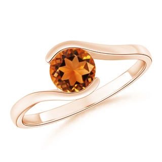 5.5mm AAAA Semi Bezel-Set Solitaire Round Citrine Bypass Ring in Rose Gold