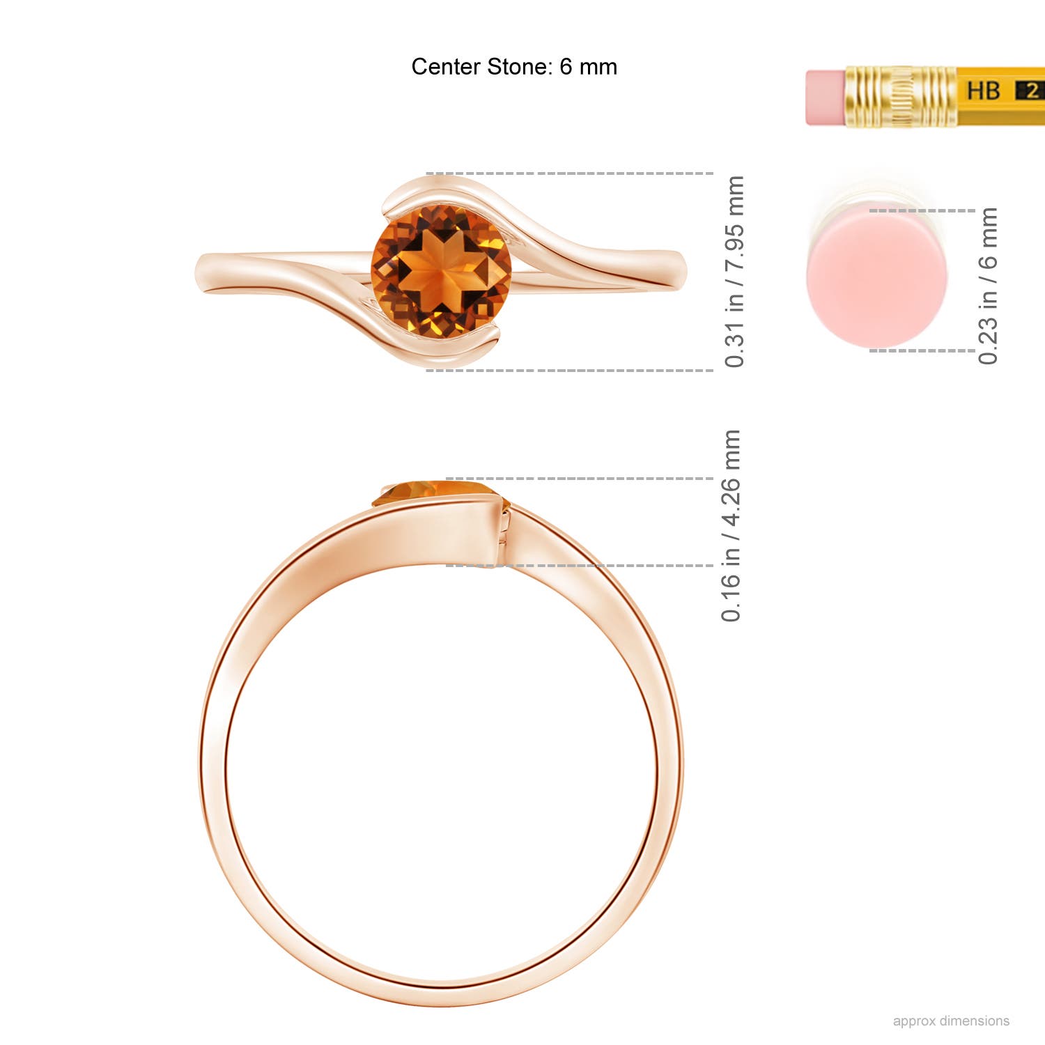 AAAA - Citrine / 0.6 CT / 14 KT Rose Gold