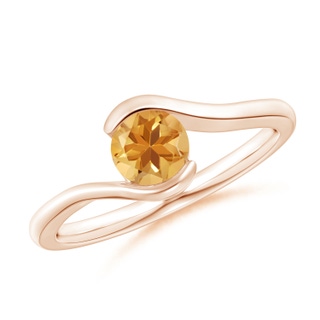 5mm A Semi Bezel-Set Solitaire Round Citrine Bypass Ring in 9K Rose Gold