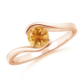 5mm A Semi Bezel-Set Solitaire Round Citrine Bypass Ring in Rose Gold