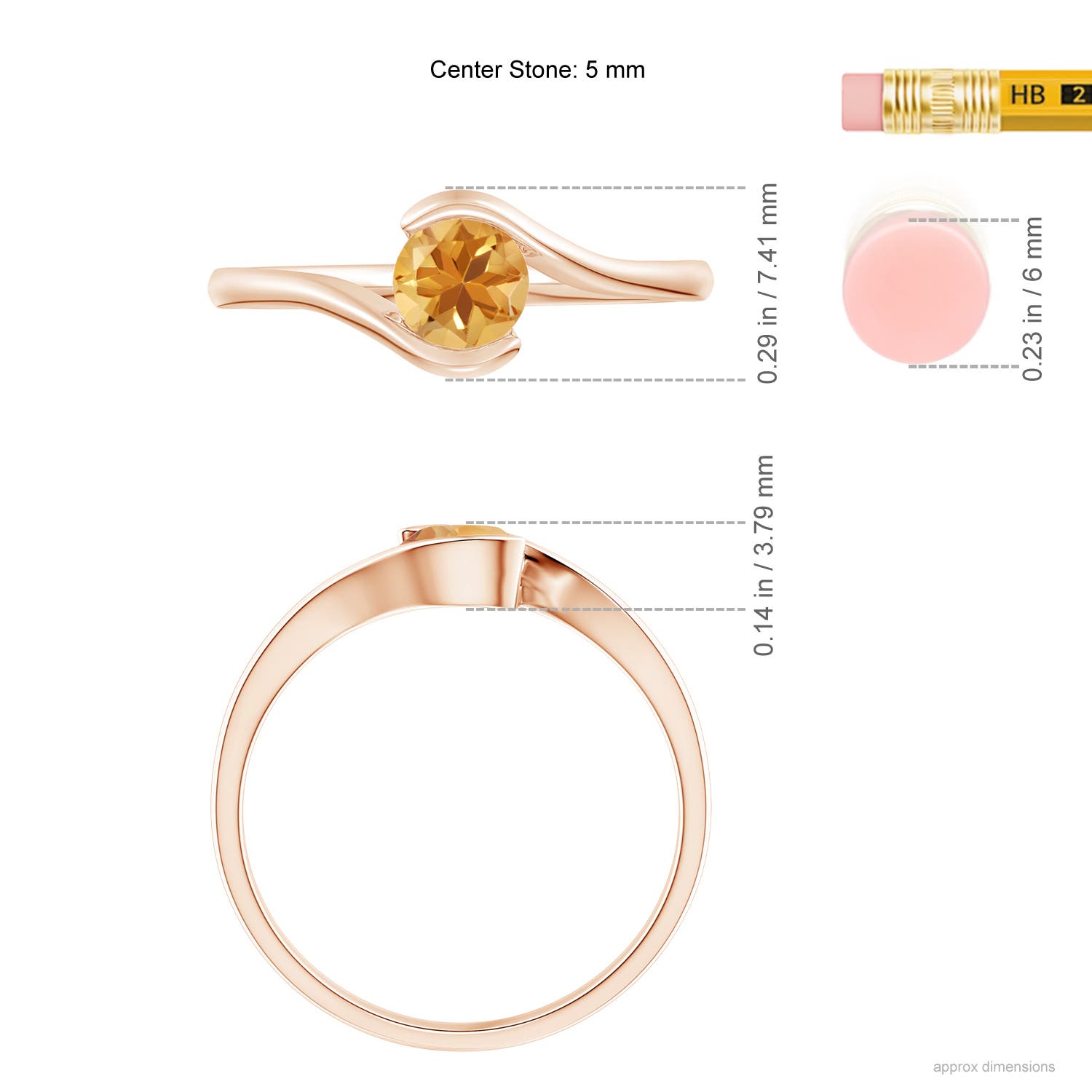 A - Citrine / 0.45 CT / 14 KT Rose Gold