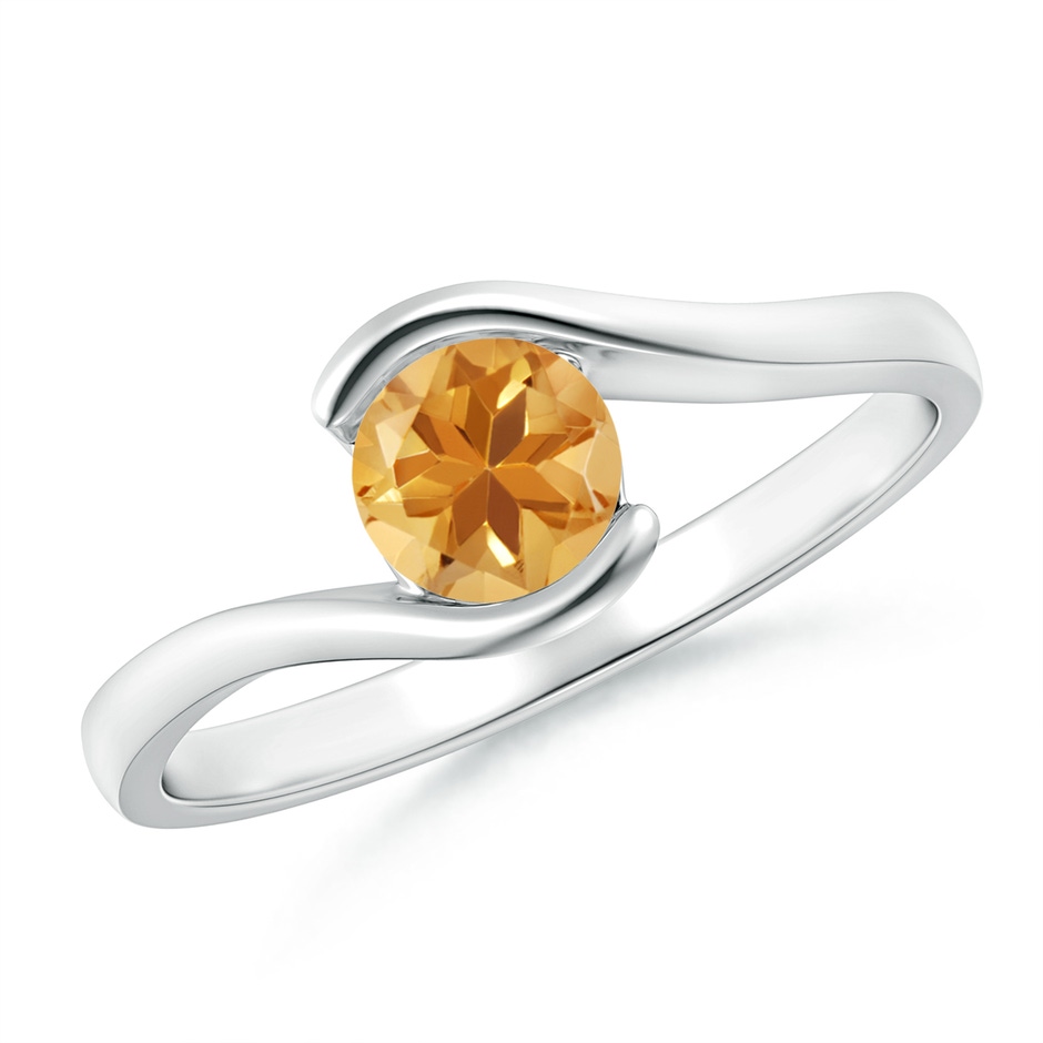 5mm A Semi Bezel-Set Solitaire Round Citrine Bypass Ring in White Gold 