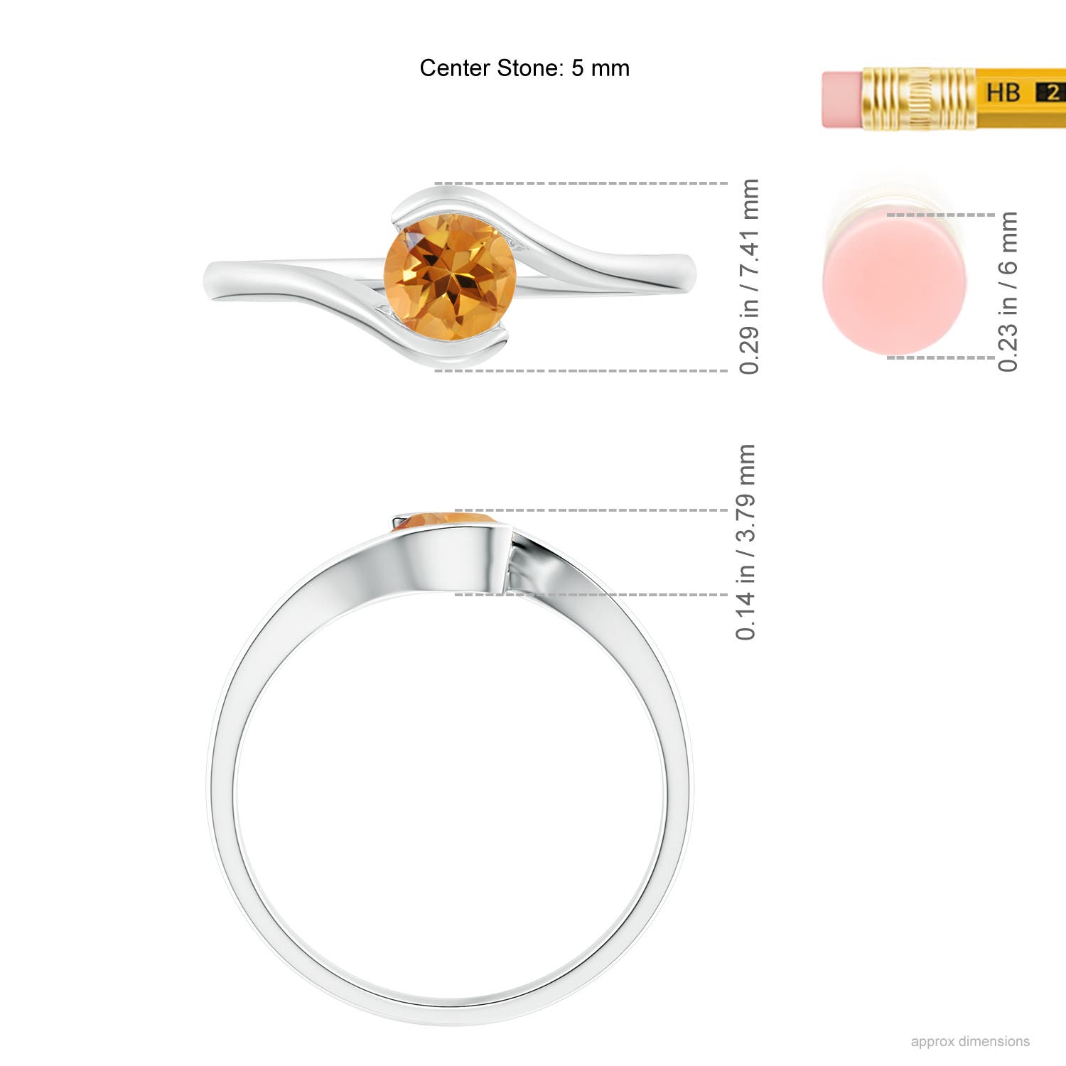 AA - Citrine / 0.45 CT / 14 KT White Gold