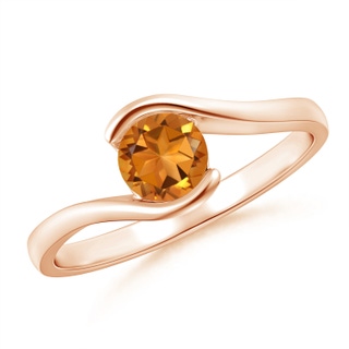 5mm AAA Semi Bezel-Set Solitaire Round Citrine Bypass Ring in Rose Gold