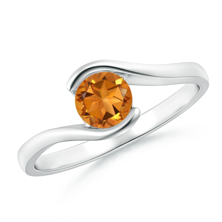 5mm AAA Semi Bezel-Set Solitaire Round Citrine Bypass Ring in White Gold 