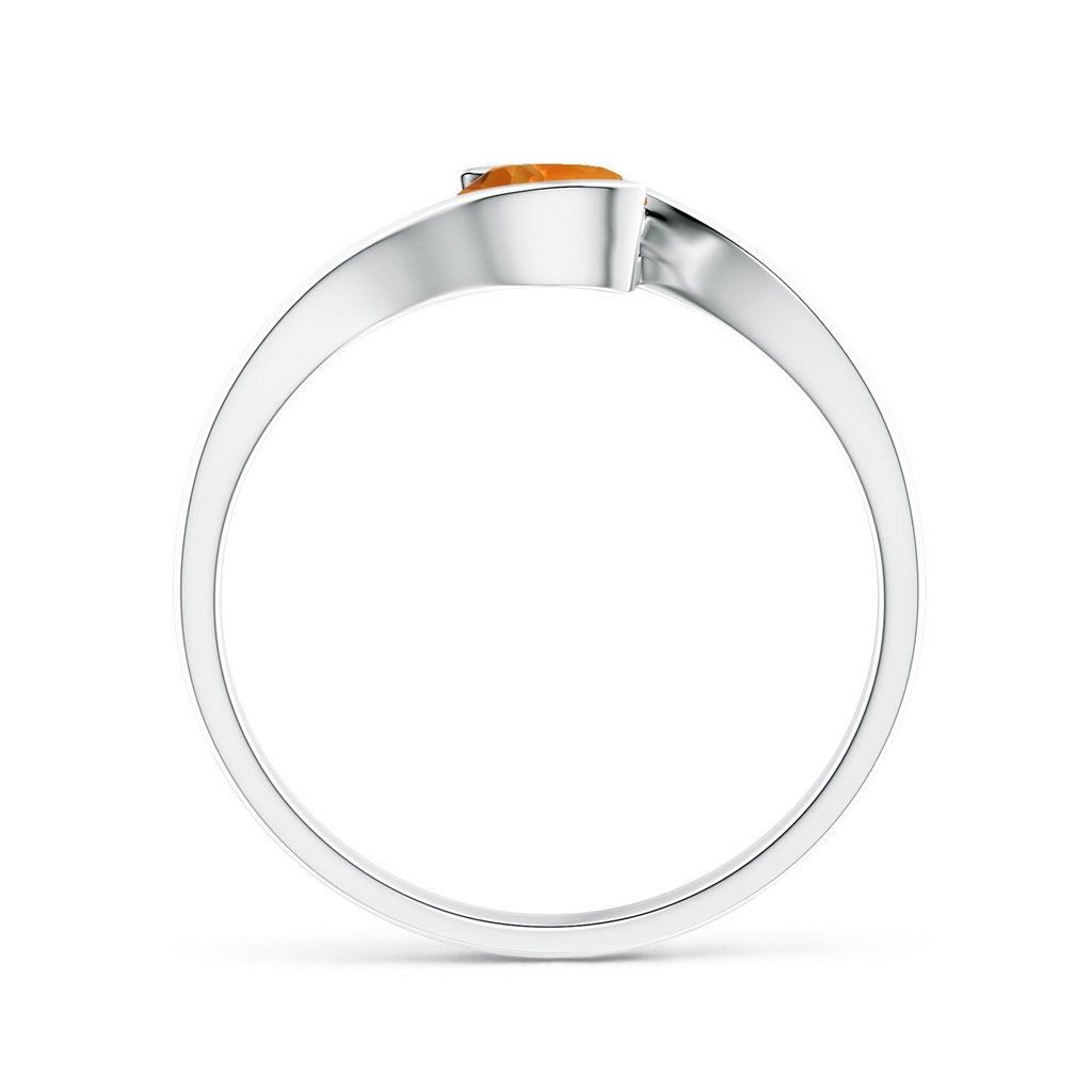 5mm AAAA Semi Bezel-Set Solitaire Round Citrine Bypass Ring in P950 Platinum - side 1