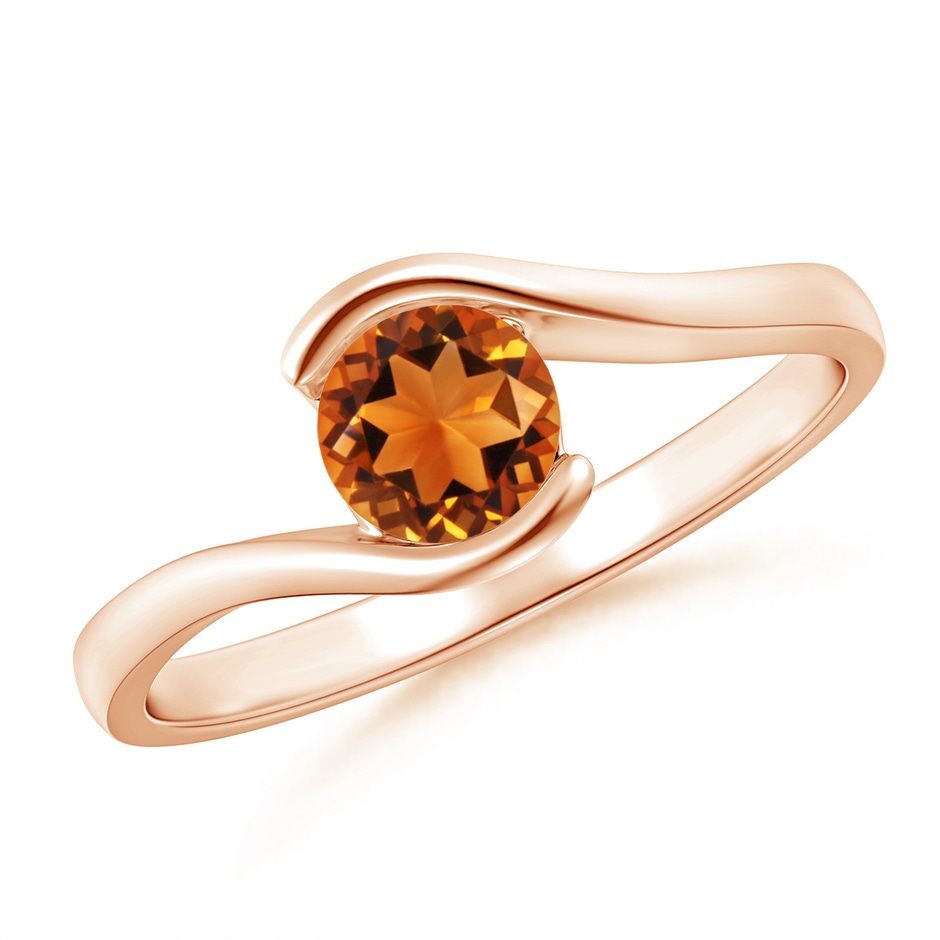 5mm AAAA Semi Bezel-Set Solitaire Round Citrine Bypass Ring in Rose Gold 