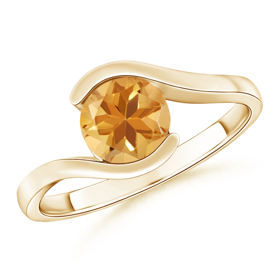 6.5mm A Semi Bezel-Set Solitaire Round Citrine Bypass Ring in Yellow Gold 