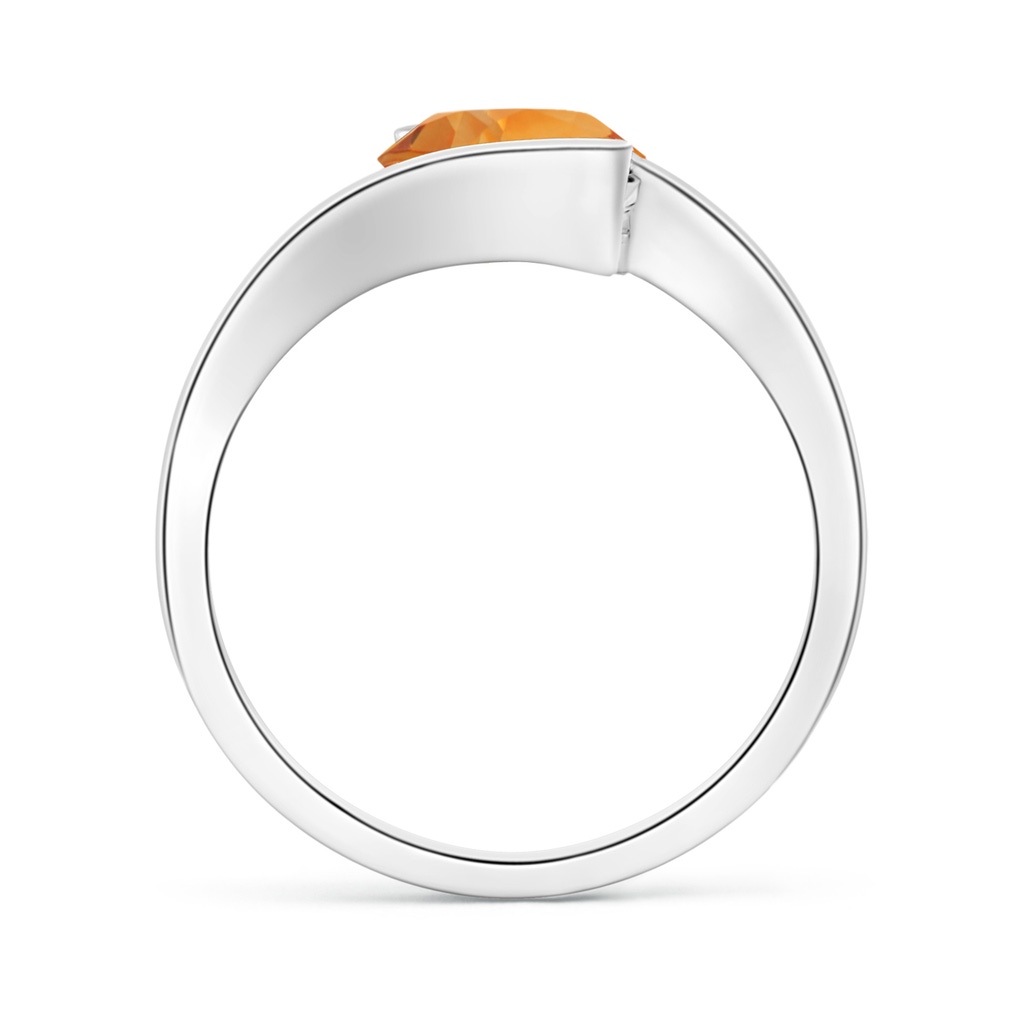 7.5mm AAA Semi Bezel-Set Solitaire Round Citrine Bypass Ring in White Gold - side 1