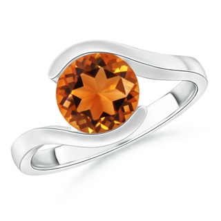 7.5mm AAAA Semi Bezel-Set Solitaire Round Citrine Bypass Ring in P950 Platinum