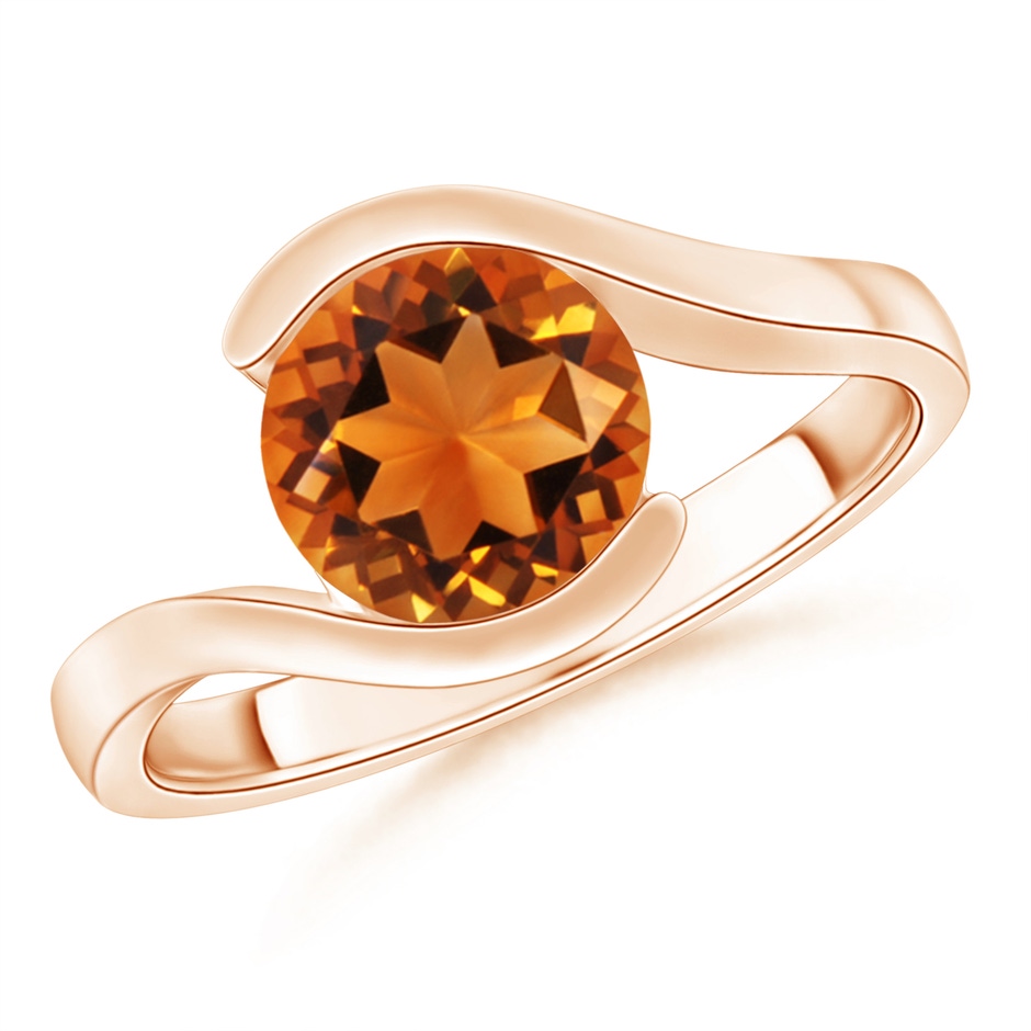 7.5mm AAAA Semi Bezel-Set Solitaire Round Citrine Bypass Ring in Rose Gold 