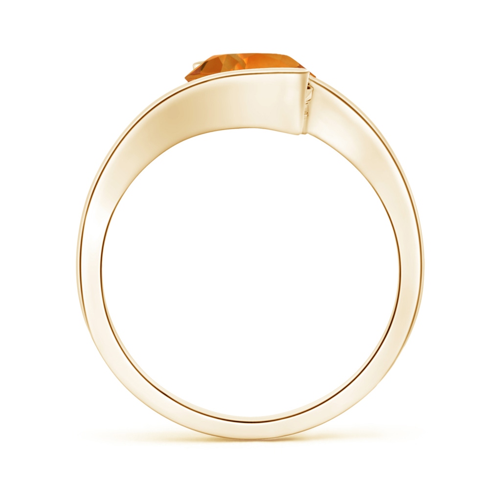 7.5mm AAAA Semi Bezel-Set Solitaire Round Citrine Bypass Ring in Yellow Gold - side 1