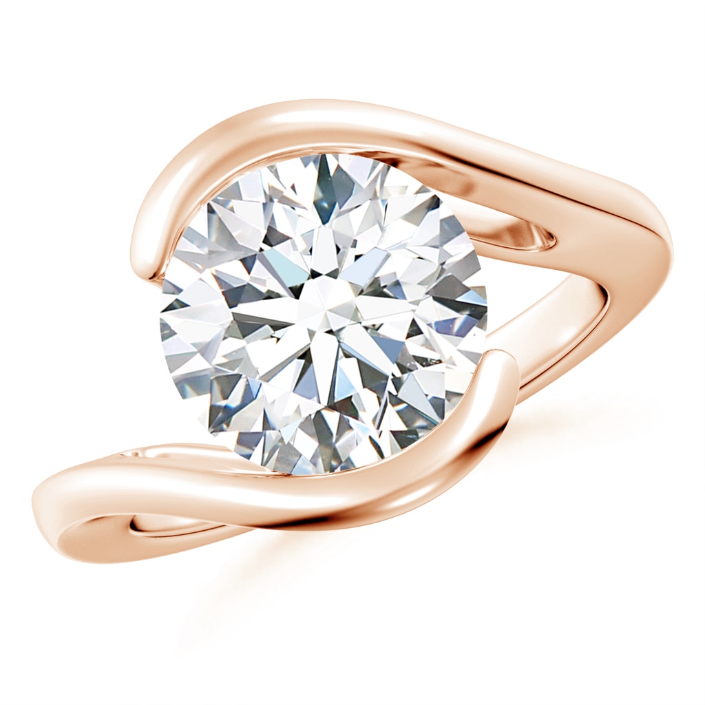 10.1mm GVS2 Semi Bezel-Set Solitaire Round Diamond Bypass Ring in Rose Gold