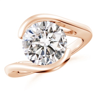 10.1mm IJI1I2 Semi Bezel-Set Solitaire Round Diamond Bypass Ring in 9K Rose Gold