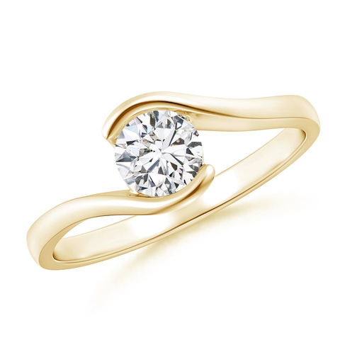 5.1mm HSI2 Semi Bezel-Set Solitaire Round Diamond Bypass Ring in 18K Yellow Gold