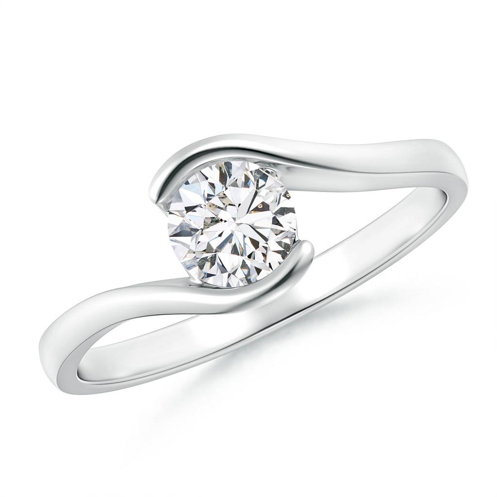 5.1mm HSI2 Semi Bezel-Set Solitaire Round Diamond Bypass Ring in White Gold