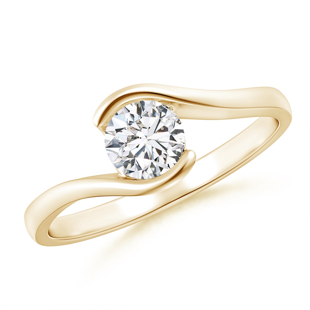 5.1mm HSI2 Semi Bezel-Set Solitaire Round Diamond Bypass Ring in Yellow Gold