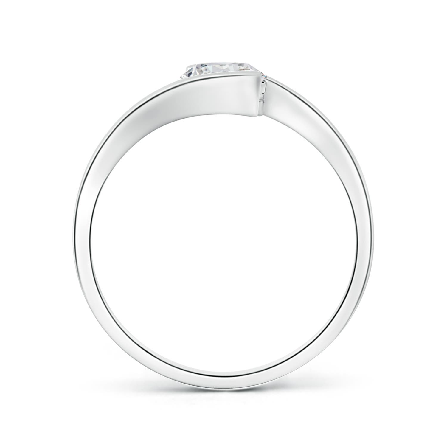 6.4mm HSI2 Semi Bezel-Set Solitaire Round Diamond Bypass Ring in 18K White Gold