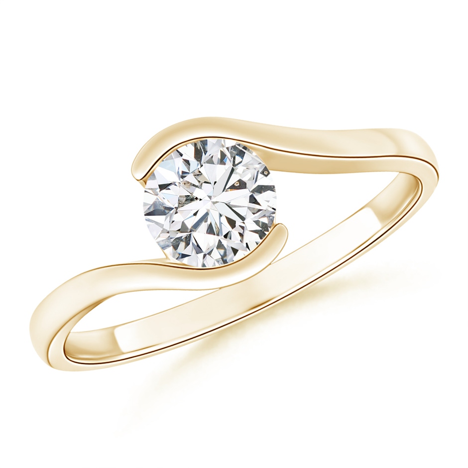 6.4mm HSI2 Semi Bezel-Set Solitaire Round Diamond Bypass Ring in Yellow Gold 
