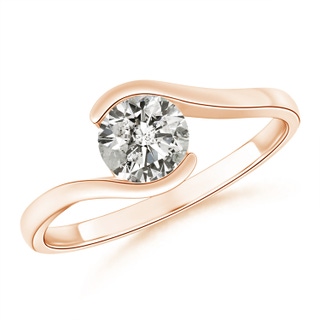 6.4mm KI3 Semi Bezel-Set Solitaire Round Diamond Bypass Ring in 10K Rose Gold