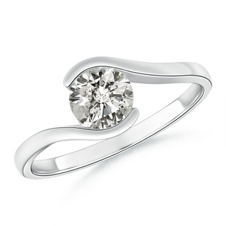 6.4mm KI3 Semi Bezel-Set Solitaire Round Diamond Bypass Ring in P950 Platinum