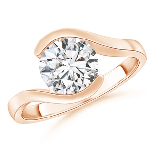 8.1mm HSI2 Semi Bezel-Set Solitaire Round Diamond Bypass Ring in Rose Gold