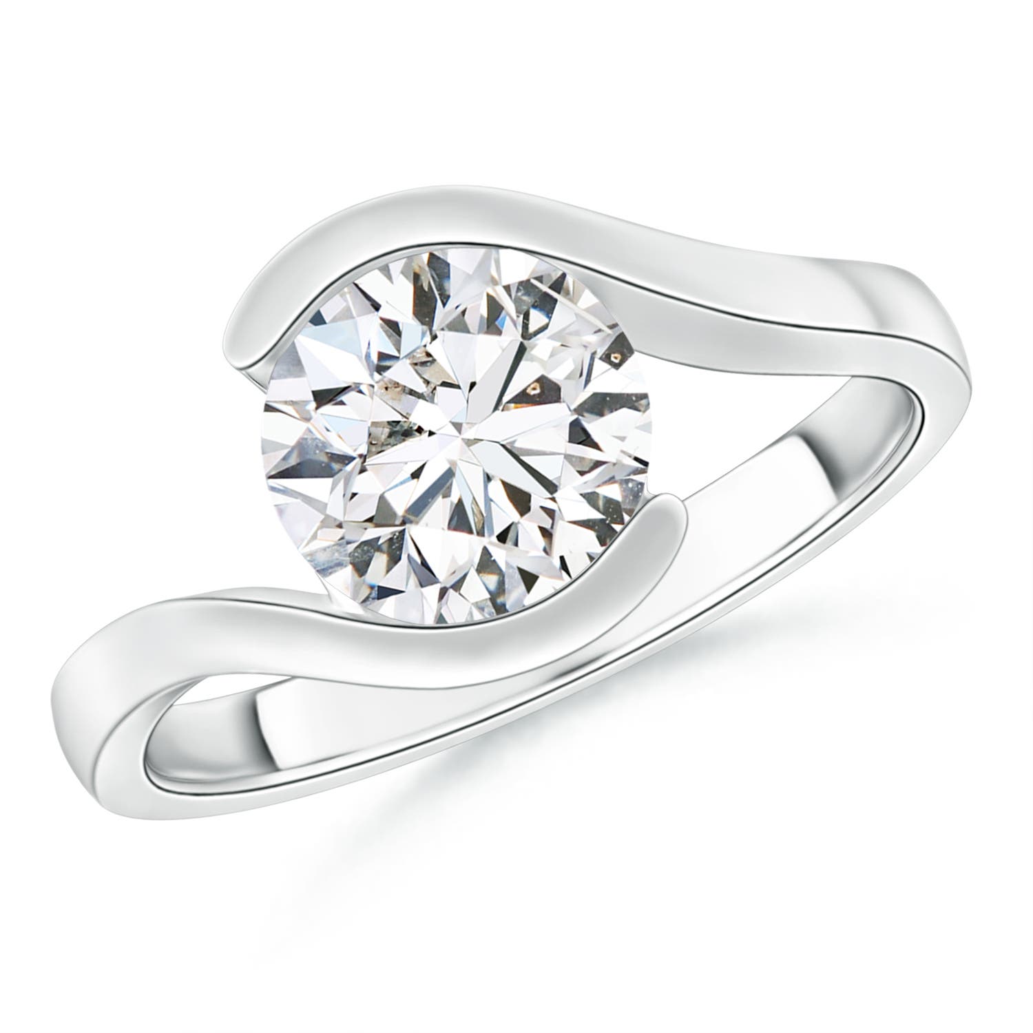 8.1mm HSI2 Semi Bezel-Set Solitaire Round Diamond Bypass Ring in White Gold