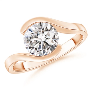 8.1mm IJI1I2 Semi Bezel-Set Solitaire Round Diamond Bypass Ring in 9K Rose Gold