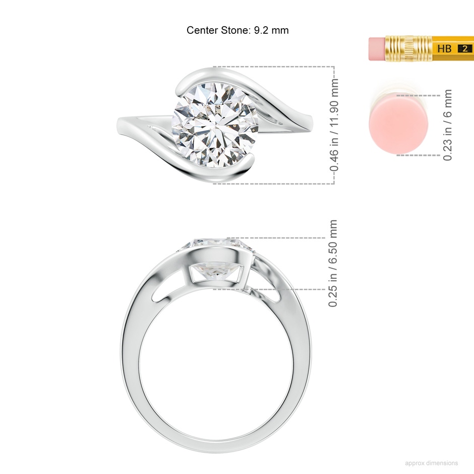9.2mm HSI2 Semi Bezel-Set Solitaire Round Diamond Bypass Ring in White Gold ruler