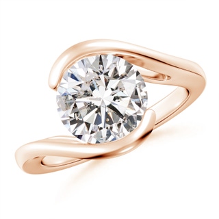 9.2mm IJI1I2 Semi Bezel-Set Solitaire Round Diamond Bypass Ring in 18K Rose Gold