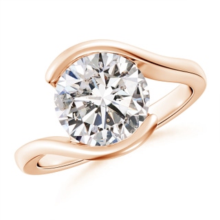 9.2mm IJI1I2 Semi Bezel-Set Solitaire Round Diamond Bypass Ring in Rose Gold