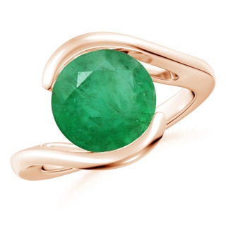 10mm A Semi Bezel-Set Solitaire Round Emerald Bypass Ring in 10K Rose Gold