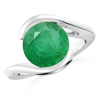 10mm A Semi Bezel-Set Solitaire Round Emerald Bypass Ring in P950 Platinum