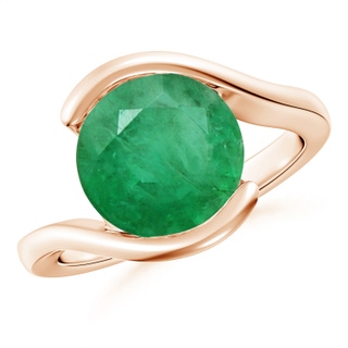 10mm A Semi Bezel-Set Solitaire Round Emerald Bypass Ring in Rose Gold
