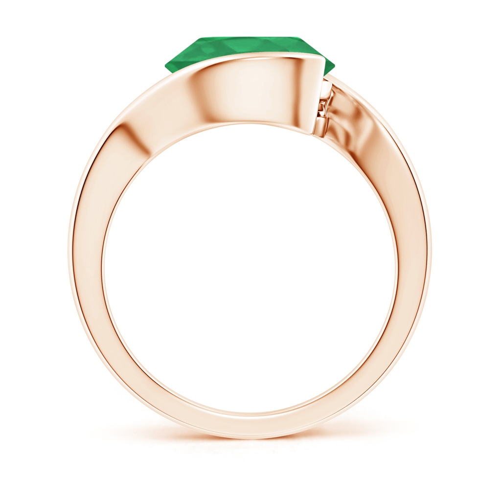 10mm A Semi Bezel-Set Solitaire Round Emerald Bypass Ring in Rose Gold Side 199