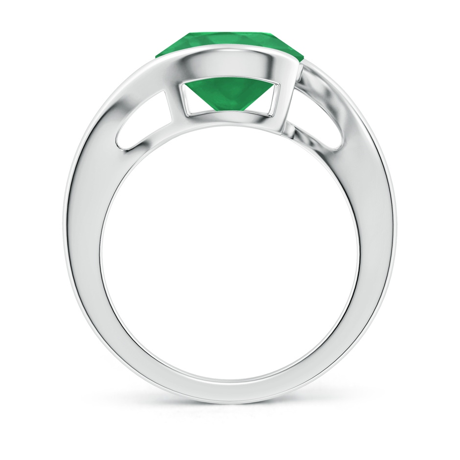 10mm A Semi Bezel-Set Solitaire Round Emerald Bypass Ring in White Gold side 199