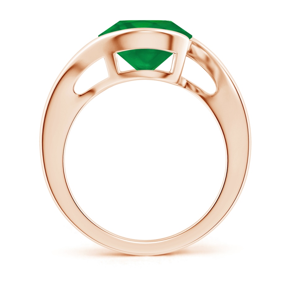 10mm AA Semi Bezel-Set Solitaire Round Emerald Bypass Ring in 18K Rose Gold side 199