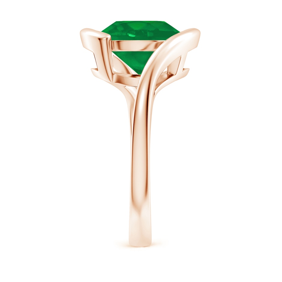 10mm AA Semi Bezel-Set Solitaire Round Emerald Bypass Ring in 18K Rose Gold side 299