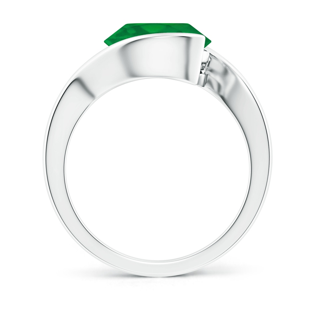 10mm AA Semi Bezel-Set Solitaire Round Emerald Bypass Ring in P950 Platinum Side 199
