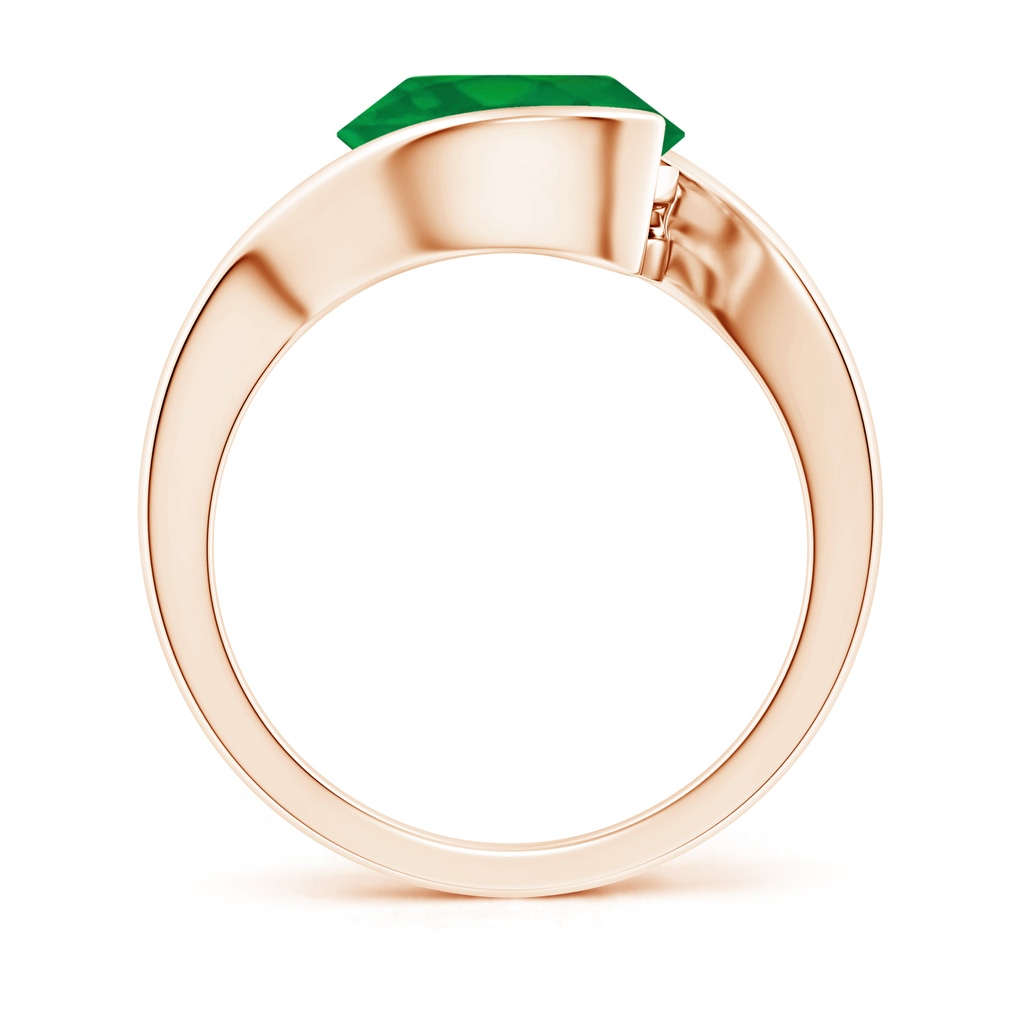 10mm AA Semi Bezel-Set Solitaire Round Emerald Bypass Ring in Rose Gold Side 199