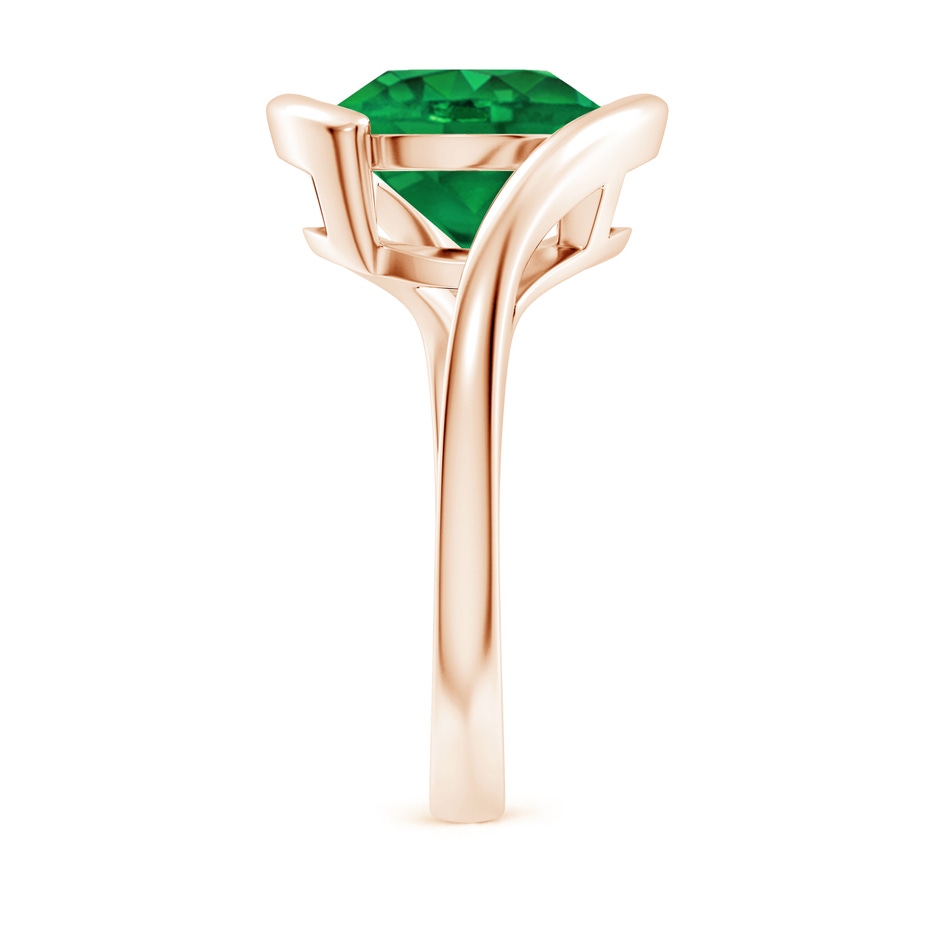 10mm AAA Semi Bezel-Set Solitaire Round Emerald Bypass Ring in Rose Gold side 299