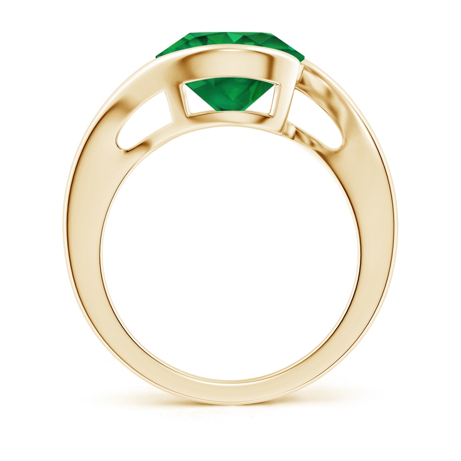 10mm AAA Semi Bezel-Set Solitaire Round Emerald Bypass Ring in Yellow Gold side 199