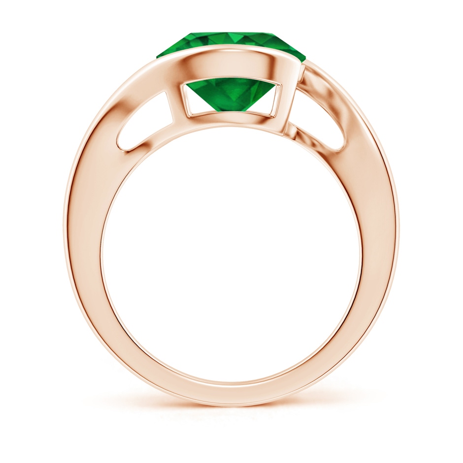 10mm AAAA Semi Bezel-Set Solitaire Round Emerald Bypass Ring in Rose Gold side 199