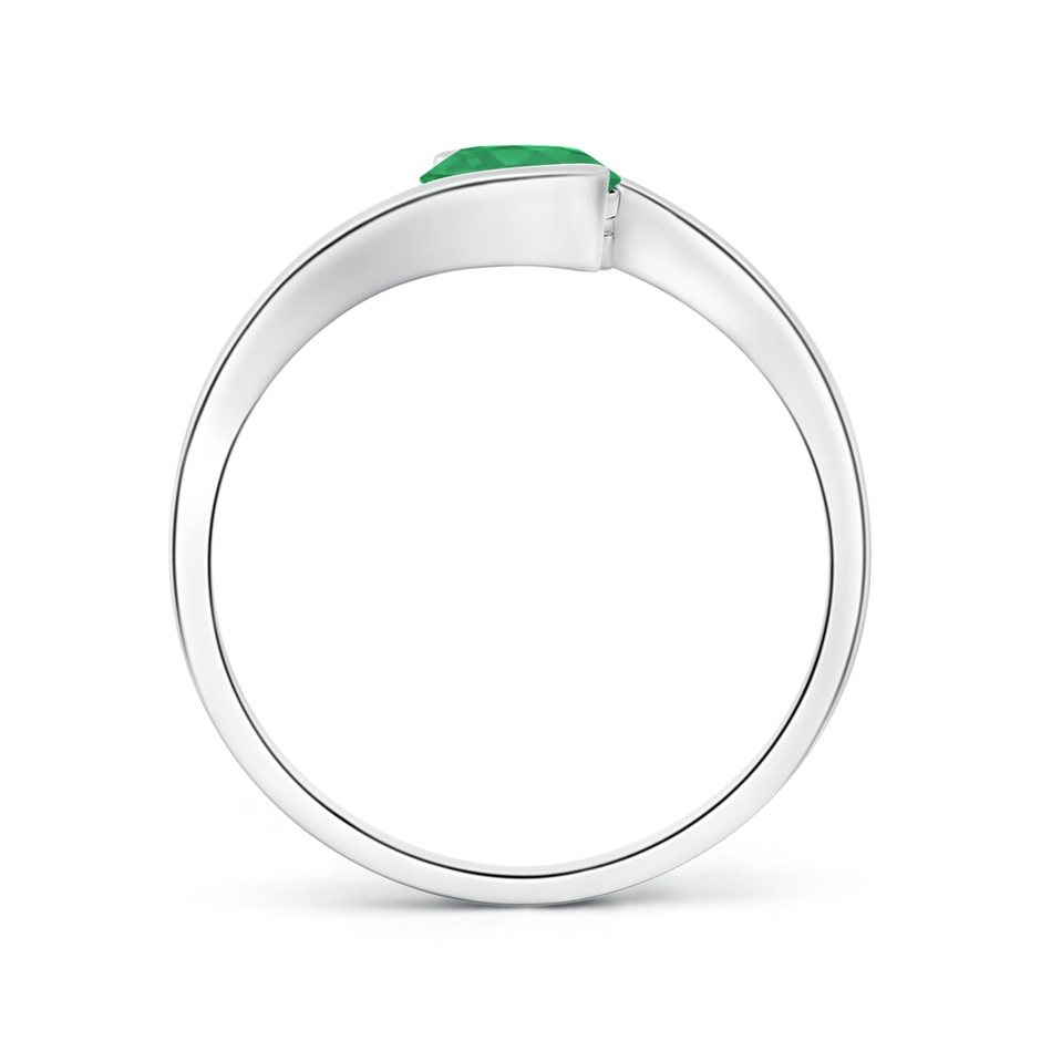 5.5mm A Semi Bezel-Set Solitaire Round Emerald Bypass Ring in P950 Platinum side 199