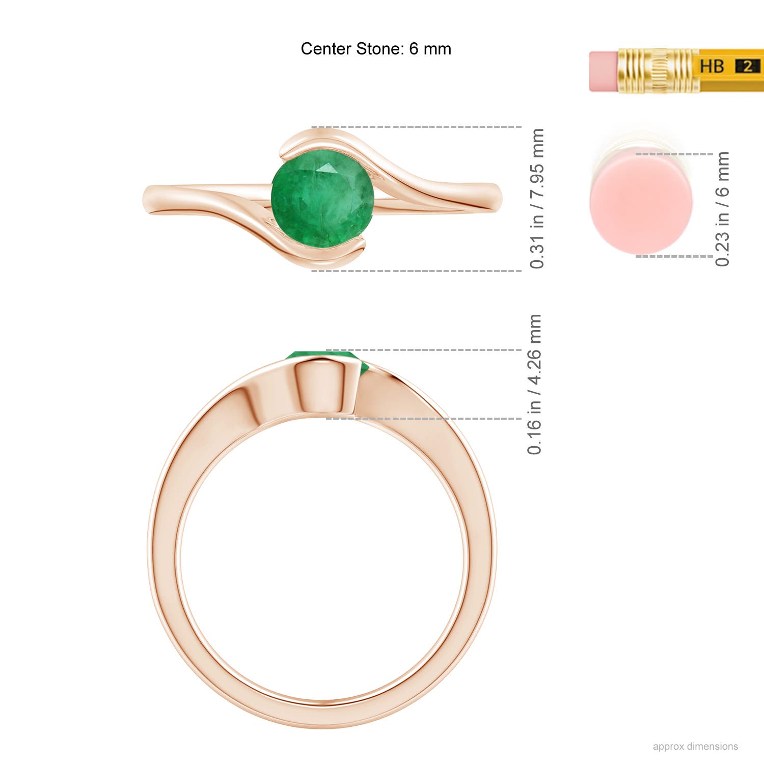 A - Emerald / 0.55 CT / 14 KT Rose Gold